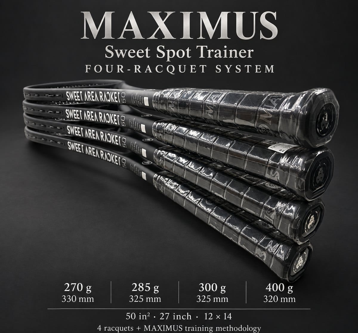 MAXIMUS Sweet Spot Trainer, four-racquet system